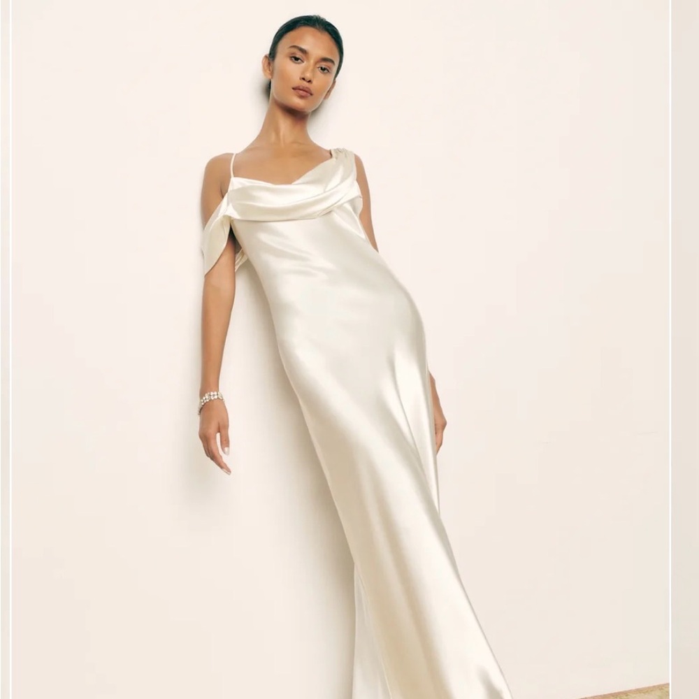 Reformation Ronda Silk Maxi Dress Ivory - NWT - One Shoulder Bridal Gown, Size 0